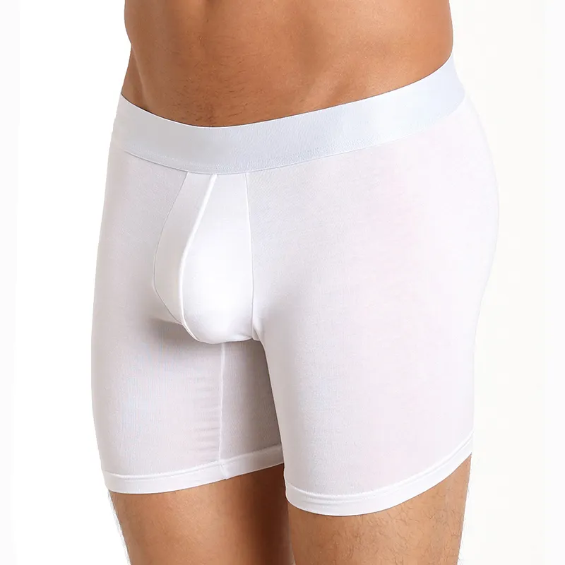 Celana dalam bokser untuk pria, celana dalam Boxer serat bambu tembus udara Logo kustom kualitas tinggi