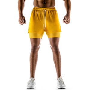 Wholesale 2in1 Athletic Running <b>Shorts</b> 100% Polyester Cotton Double Layer Jogger <b>Sport</b> Gym latest Active Wear for Men - Product Image 2