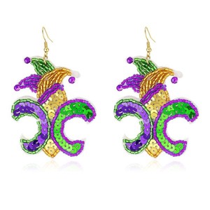 Perles de rocaille en verre fabriquées à la main Boucles d'oreilles brodées mignonnes Maman Boucles d'oreilles personnalisées Game Day College fabriquées en Inde - Product Image 4