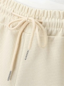 Tela informal de negocios para hombre, tejido de gofres, manga corta, cremallera, Polo, Top con cordón, pantalones de gofres, traje impreso, camisetas nuevas, ropa - Product Image 5