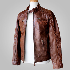 แจ็กเก็ตหนังแกะสำหรับผู้ชายเสื้อแจ็กเก็ตแฟชั่นให้ความอบอุ่นสำหรับฤดูหนาว100% สีน้ำตาลดั้งเดิมสินค้าปี2025 - Product Image 2