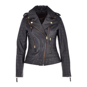 Gants en cuir véritable de qualité supérieure pour femmes, coupe ajustée tendance, style motard à la mode, vêtements décontractés confortables - Product Image 1