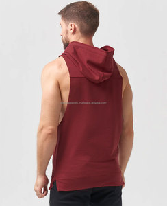 Wholesale Mens Fitness Zip up Sleeveless Gym Breathable Cotton Hoodies Custom Logo Print Plain Zipper Sleeveless Gym Hoodie - Product Image 4
