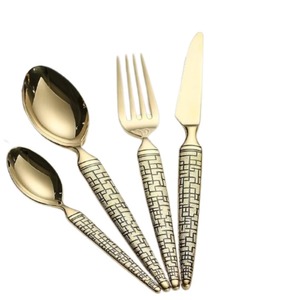 Stainless Steel Flatware Spoon <b>Used</b> In Kitchenware Tabletop Cafe Home Black Color Coated Cutlery Hammered Design Handle - Product Image 5