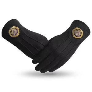 Gants noirs Gant Franc-maçon en coton Logo Royal Arch de haute qualité Broderie maçonnique personnalisée Gants maçonniques - Product Image 1