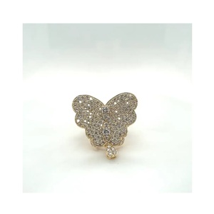 Nouveau design de bague papillon fabriquée en or jaune 14kt diamants cultivés en laboratoire VS SI réglage de canal de pureté pour l'utilisation de cadeaux de bride - Product Image 1