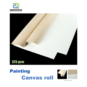 525gsm 中等纹理白色棉麻混纺拉伸手绘画布卷，用于艺术创作的数码UV打印 - Product Image 1