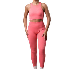 Conjunto de Yoga, Ropa Deportiva Suave y Transpirable, Talla Grande, Logotipo Frontal, Conjunto de Yoga de 2 Piezas con Estiramiento en Cuatro Direcciones para un Movimiento Fácil - Product Image 1