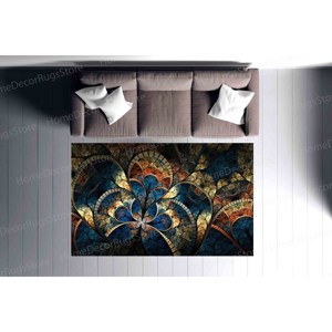 Tapis à motif fractal, Tapis imprimé, Tapis doux, Design moderne, Tapis en chenille - Product Image 2