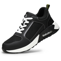 Chaussures de travail pour hommes à embout d'acier, dessus en cuir suédé et toile, semelle intermédiaire en Kevlar, semelle extérieure en PU, bottes de sécurité, chaussures de protection industrielles