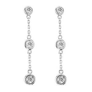 <b>Diamond</b> Drop <b>Earrings</b> Bezel-Set <b>Dangles</b> 14k White Gold (0.33ct) with Gold & Rose Plating Cute Vintage Style for Wedding Party - Product Image 2