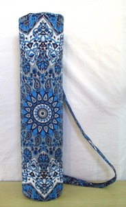 Stylish Blue Printed Yoga Mat Bag Lightweight Durable & Easy to <b>Carry</b> for Travel Gym & Outdoor Use for Autumn Lady & Yoga Studio - Product Image 4