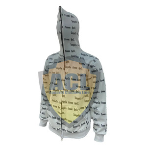 Custom Men's Full Face Zip up Hoodie All Over Print <b>Sweatshirt</b> Streetwear Full Letter Printing Hip Hop Casual Hoodies - Product Image 2