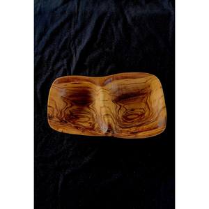 Bol de service en bois massif de qualité supérieure bol à deux compartiments pour noix séchées et collations cadeaux de pendaison de crémaillère - Product Image 4