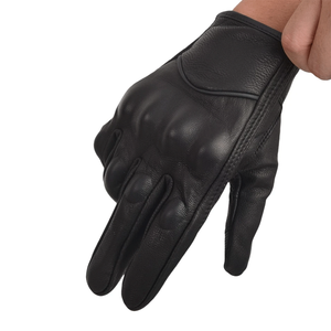 Black Motorbike Full Finger Genuine Goatskin Leather Dirt Bike Glove Motorcycle Auto Racing Wear Genuine Leather Gloves For Men - Product Image 4