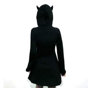 Nueva llegada mujeres murciélago sudaderas con capucha Color sólido 100% algodón logotipo personalizado Color negro High Street mujeres murciélago con capucha - Product Image 2