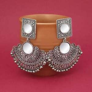 Tip Top Fashions <b>Fine</b> <b>Dangle</b> <b>Earrings</b> Silver Plated Mirror Dangler 1314803A Model - Product Image 1