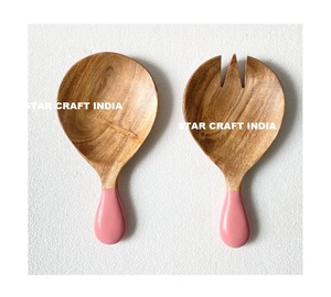 เซิร์ฟสลัดไม้มะม่วงพร้อมที่จับหลากสีช้อนเสิร์ฟสลัดไม้ - Product Image 1