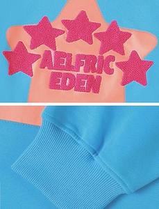 Sudadera con capucha con estampado de estrellas rosas para hombre y mujer, jersey de manga larga, cuello con capucha, técnica lavada, bolsillo polar - Product Image 4