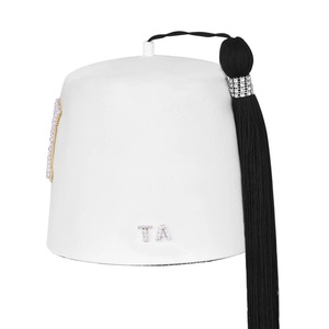 Sombrero Fez de Lana Blanca de Alta Calidad Personalizado para Hija de la Corte Imperial, con Tres Hileras, DOI, con Bordado de Bullion, para Regalia Shriner - Product Image 5