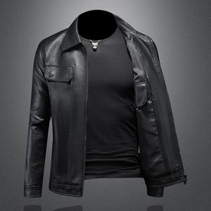 Veste en cuir pour homme taille américaine, blousons d'hiver, vestes de moto, étiquette d'hiver en cuir PU grande taille, polaire en cuir PU, vente en gros - Product Image 5
