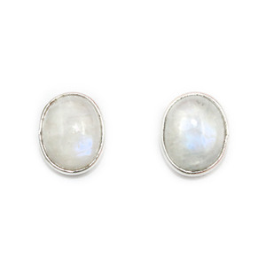 Beautiful Trendy Checker Blue Flashy <b>Moonstone</b> Silver Plated Bezel Setting Stud <b>Earring</b> Brass Wholesale for Women Girls - Product Image 1
