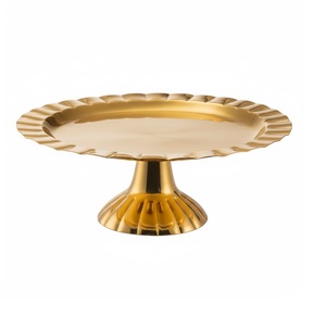 ขาตั้งเค้กเหล็กชุบทองแบบใหม่ ดีไซน์สำหรับโรงแรม จานขนมหวานโลหะสำหรับอุปกรณ์ทำขนมเค้กใหม่ - Product Image 4