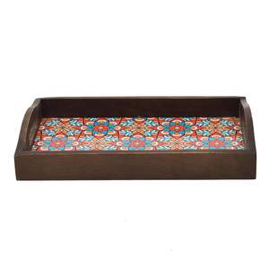 Bandeja de Madera con Estampado Floral Amarillo, Plato de Madera de Mango Hecho a Mano con Asas, Decoración Ecológica Multiusos para Regalo - Product Image 3