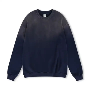 Sweat-shirts décontractés pour hommes en denim délavé avec service OEM, sweat-shirt à col rond pour hommes à manches longues sur mesure - Product Image 2