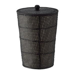 Best Seller Handwoven Black Rattan Laundry <b>Basket</b> with Lid Handmade Round Hamper For <b>Blanket</b> Clothes Natural Home Decor Supplier - Product Image 6
