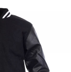 Logotipo personalizado recubierto de piel de oveja impermeable a prueba de viento transpirable cuello redondo hombres puños acanalados Letterman béisbol Bomber Varsity chaqueta - Product Image 6