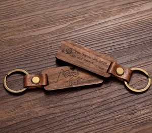 Porte-clés en bois personnalisé en gros-Porte-clés en bois et métal gravable vierge pour la sculpture de logo ou les accessoires de bricolage - Product Image 2