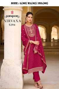 Último diseñador Rayon bordado trabajo Kurti conjunto por Fab Zone ropa india y paquistaní - Product Image 4