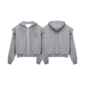 Veste à capuche d'automne brodée et imprimée personnalisée pour hommes, polaire chaude, coupe surdimensionnée, vêtements d'extérieur décontractés et écologiques à la mode - Product Image 2