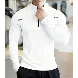 Camiseta Deportiva Casual para Hombre, Invierno 2025, Cuello Alto, Media Cremallera, Color Puro, Secado Rápido, Transpirable, Antibacteriana, Resistente al Viento - Product Image 5
