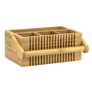 Organizador de Utensilios de Cocina de Madera, con Seis Compartimentos, Acabado Pulido, Forma Rectangular con Asa - Product Image 4