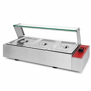 Bain-marie commercial 3 bacs 220V avec protection en verre pour équipement de restaurant, exportation pour revendeurs - Product Image 1