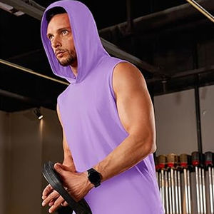 Camisetas sin mangas con capucha para entrenamiento informal para hombre - Product Image 3