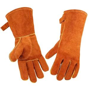 Gants de soudage en cuir fendu de vache Gants de sécurité en cuir véritable en cuir de vachette long Protection du travail - Product Image 4