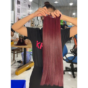 Tissage en lot naturel Remy 100% bordeaux 99j, extensions de cheveux humains lisses à double trame, cuticule alignée - Product Image 1