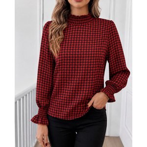 Blusa modal estampada de manga larga con cuello alto para mujer, 37630 - estampada - Product Image 1