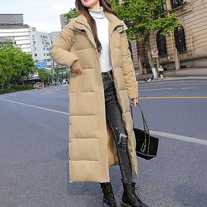 Chaqueta larga acolchada para mujer con diseño de cuello personalizado de manga larga/chaqueta acolchada larga de gran tamaño personalizada para mujer - Product Image 4