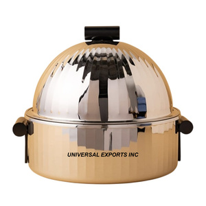 Juego de ollas de doble pared de metal de tres cazuelas de diseñador impresas, vajilla de lujo de forma redonda, calentador de alimentos de metal - Product Image 3