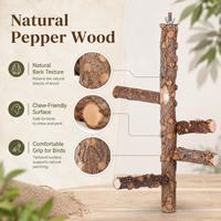 Support de perchoir naturel en bois de poivre pour oiseaux, jouet d'activité multi-niveaux pour cage, vente en gros d'accessoires pour animaux de compagnie