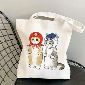 MITVN <b>Medium</b> <b>Size</b> Fashionable Customized Printed Logo Canvas Shopping <b>Bag</b> Simple Cartoon Style - Product Image 4