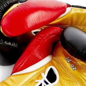 Gants de boxe de qualité supérieure en cuir de vache véritable, gants d'entraînement et de sparring professionnels, fabricant OEM, absorption des chocs - Product Image 5