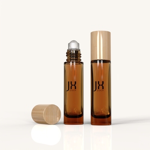 3ml 5ml <span class=keywords><strong>10ml</strong></span> 12ml dầu nước hoa hổ phách cuộn trên chai thủy tinh con lăn dầu chai nước hoa với nắp tre - Product Image 3