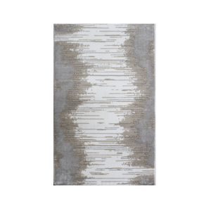 Tapis de bain rectangulaire Jacquard moderne à motif abstrait, couleur écru beige argenté, 60*100cm, fabriqué en Turquie - Product Image 2
