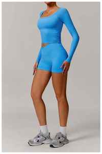 ชุดออกกำลังกายระบายอากาศได้ดีชุดออกกำลังกายสองชิ้นสำหรับผู้หญิงชุดออกกำลังกายฟิตเนสชุดออกกำลังกาย - Product Image 2