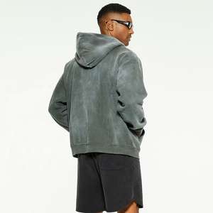 Wholesale Fleece Terry Cotton Soft <b>Hoodie</b> Rhinestone New Designed Zip up Acid Washed Patch Embroidery Heavyweight <b>Hoodie</b> for Men - Product Image 3